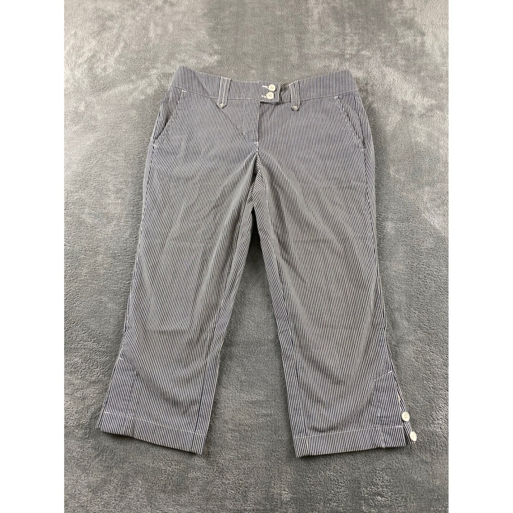 Tommy Hilfiger Womens Navy‎ White Pinstripe Cropped Capri Pants Size 2